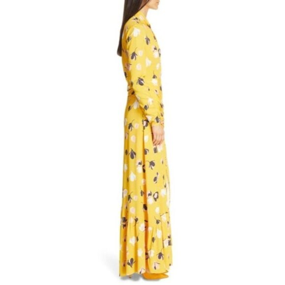Self-Portrait Floral Print Twist Neck Long Sleeve Maxi Dress In Yellow $485 - Picture 5 of 14
